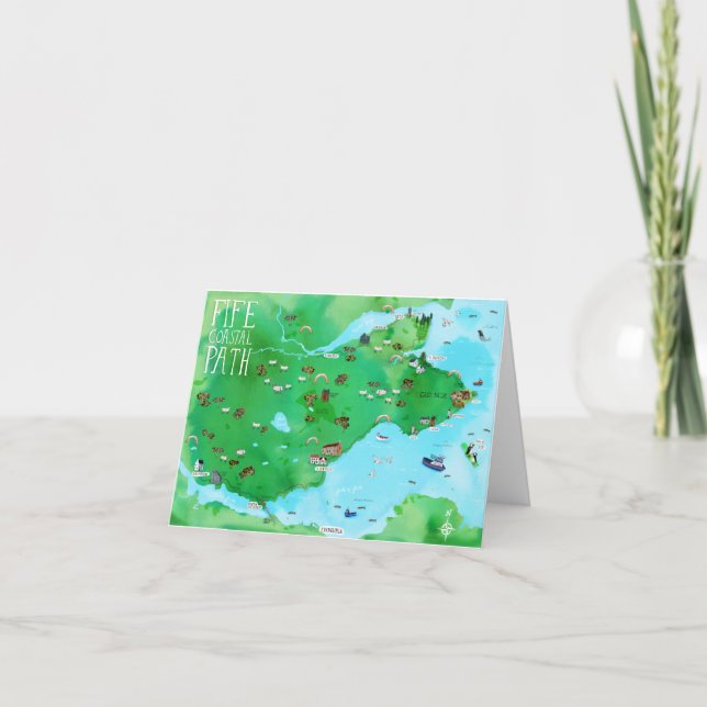 Fife Coastal Path Scotland Illustrated Map Card (Front)