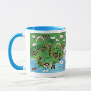Fife Coastal Path Scotland Map Watercolor Art Mug
