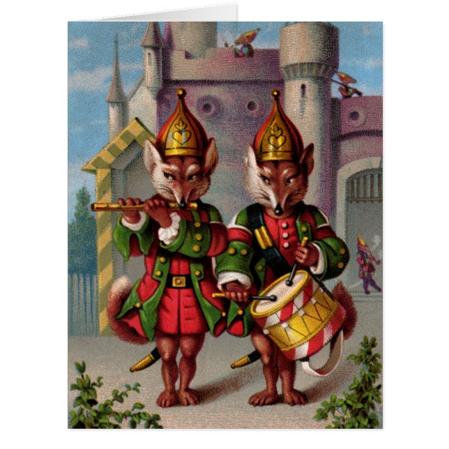 Fife & Drum Foxes Big Greeting Card (Front)