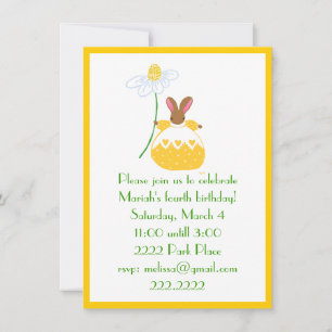 Fifi Bunny in yellow invitation