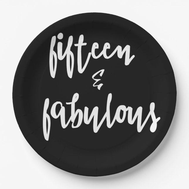 Fifteen & Fabulous - 15th Birthday Paper Plates (Front)