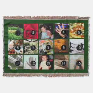 Fifteen of Your Photos Green Your Own Original Throw Blanket