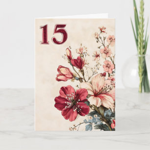 Fifteen Red Pink Flowers Holiday Card