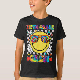 Fifth 5th Grade Crew Smile Face Tie Dye Back To Sc T-Shirt