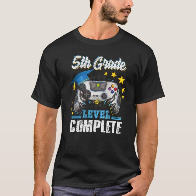 Fifth 5th Grade Level Complete Graduation Gaming G T-Shirt (Front)