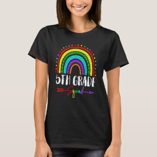 Fifth 5th Grade Squad Cute Rainbow Back To School  T-Shirt