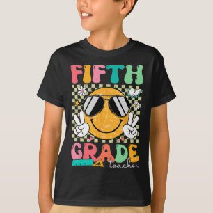 Fifth 5th Grade Teacher Smile Face Back To School T-Shirt