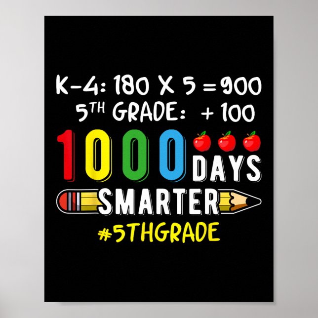 Fifth 5th Grade Teacher Student 100 School 1000 Da Poster (Front)