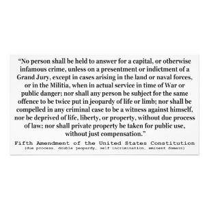 Fifth Amendment to the United States Constitution Photo Print