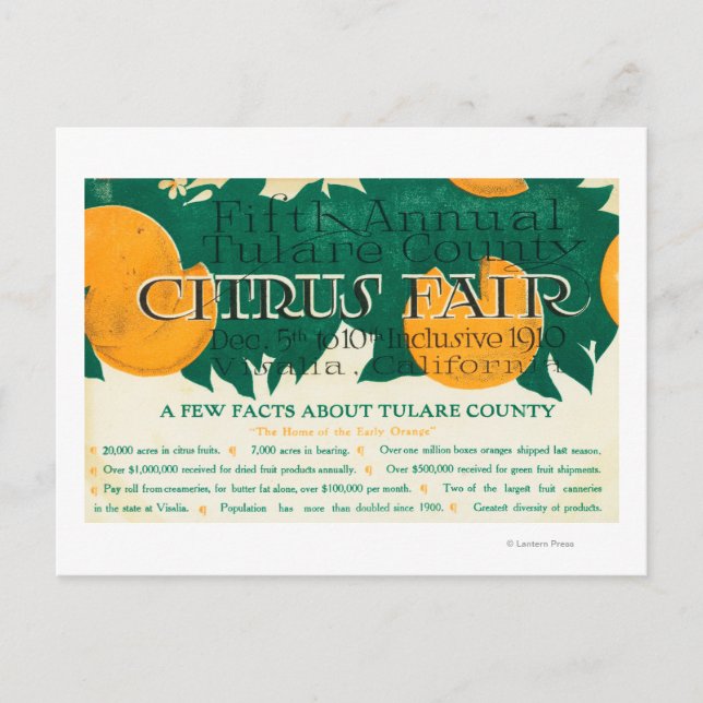 Fifth Annual Tulare County Citrus Fair Promotion Postcard (Front)