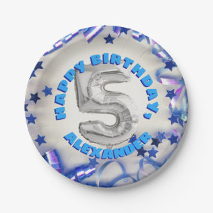 Fifth Birthday Boys Five Years Old Party Paper Plate