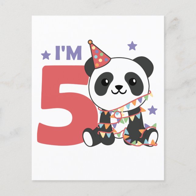 Fifth Birthday Panda For Kids 5 Years (Front)