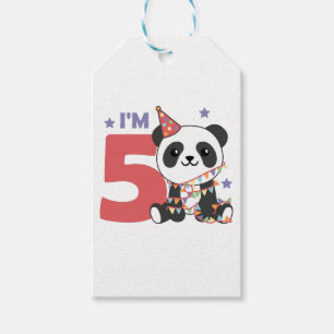Fifth Birthday Panda For Kids 5 Years Gift Tags