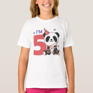 Fifth Birthday Panda For Kids 5 Years T-Shirt