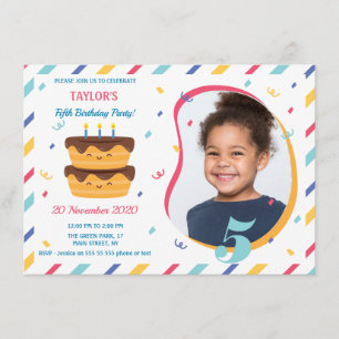 Fifth birthday party invitation with photo