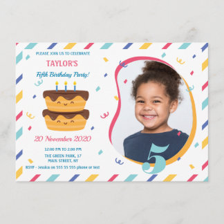 Fifth birthday party invitation  with photo