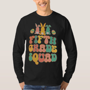 Fifth Grad Squad Teacher  Retro Groovy Easter Bunn T-Shirt