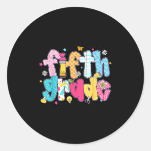 Fifth Grade Back To School 5th Grade First Day Tea Classic Round Sticker