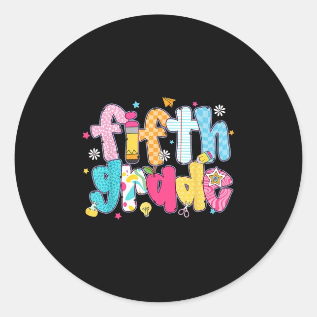 Fifth Grade Back To School 5th Grade First Day Tea Classic Round Sticker (Front)