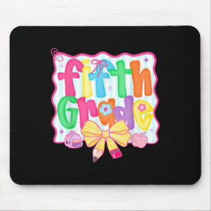 Fifth Grade Coquette Bow Back To School First Day  Mouse Pad