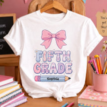 Fifth Grade Coquette Bow Girl Custom Name