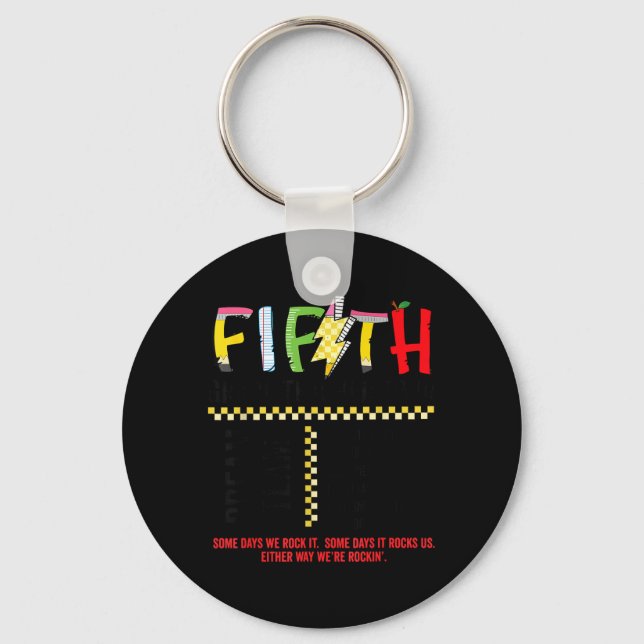 Fifth Grade Dream Team Rocks Back to School Key Ring (Front)