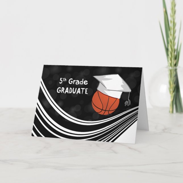 Fifth Grade Graduation Basketball Hat with Black  Card (Front)