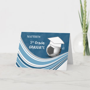 Fifth Grade Personalise Name Number Blue Graduate Card