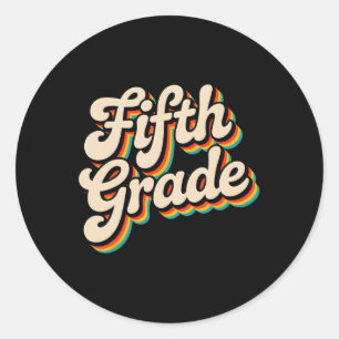 Fifth Grade Retro Teacher  Classic Round Sticker