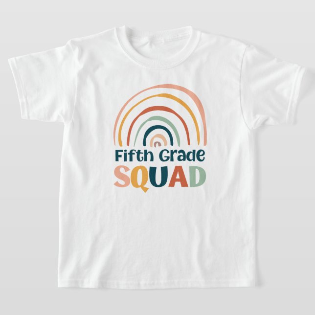 Fifth Grade Squad retro boho rainbow colourful  T-Shirt (Laydown)