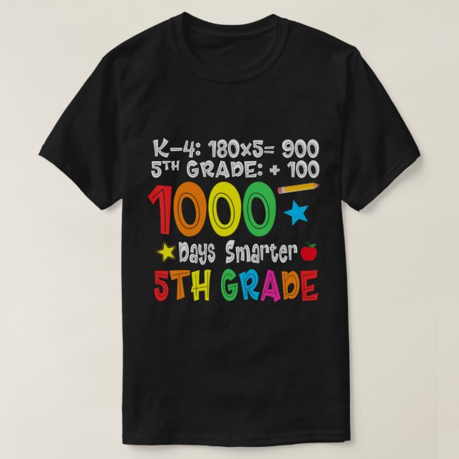 Fifth Grade Teacher - 1000 Days Smarter 100th day  T-Shirt (Design Front)