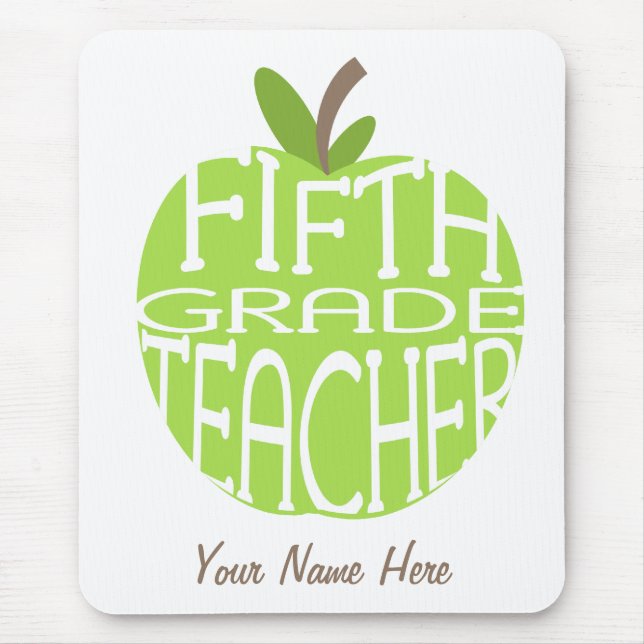 Fifth Grade Teacher Mousepad - Green Apple (Front)