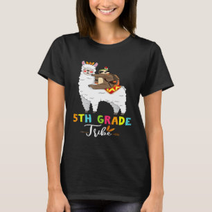 Fifth Grade Tribe Sloth Riding Llama Back to Schoo T-Shirt