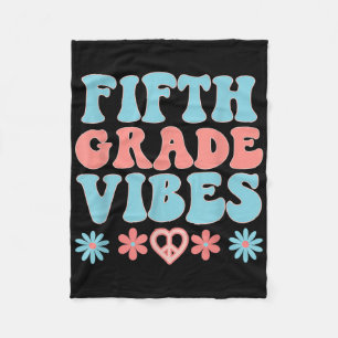 Fifth Grade Vibes - Teacher Student Retro Back To Fleece Blanket