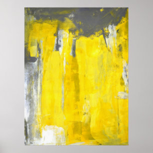 'Fifth' Grey and Yellow Abstract Art Poster