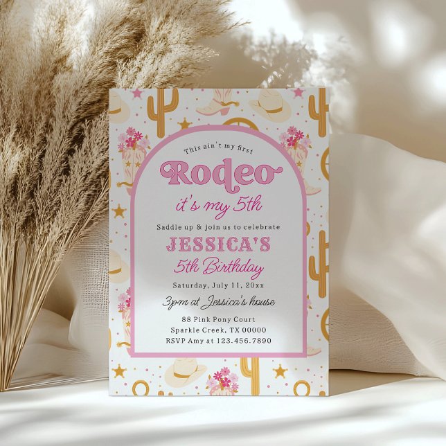 Fifth Rodeo Pink Cowgirl 5th Birthday Party Invitation (Creator Uploaded)