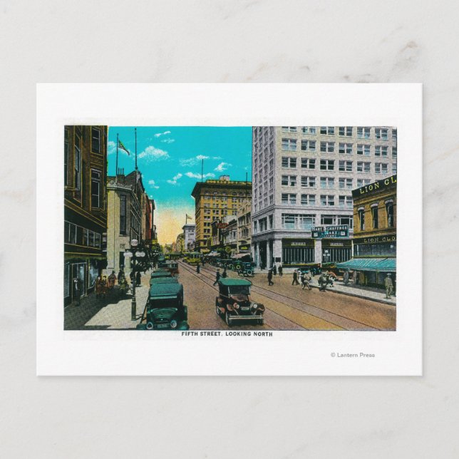 Fifth Street Looking North, San Diego Postcard (Front)