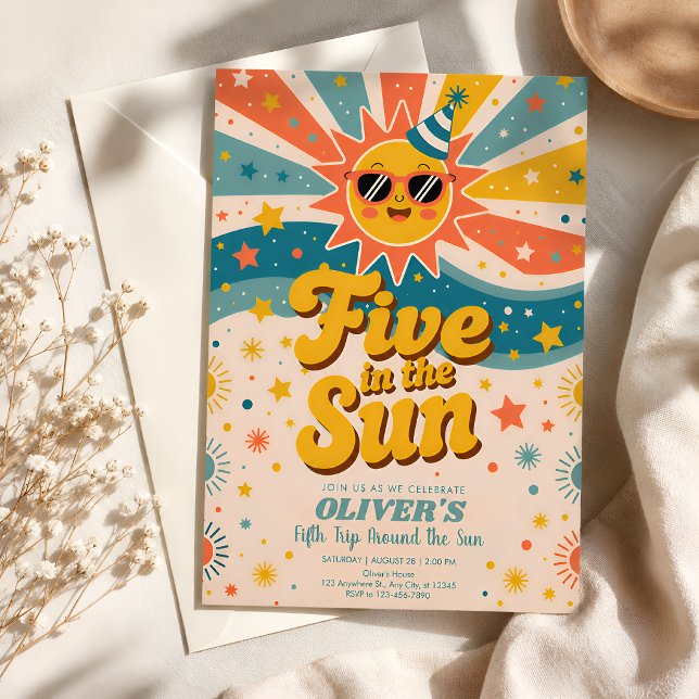 Fifth Trip Around The Sun 5th Birthday Invitation (Creator Uploaded)