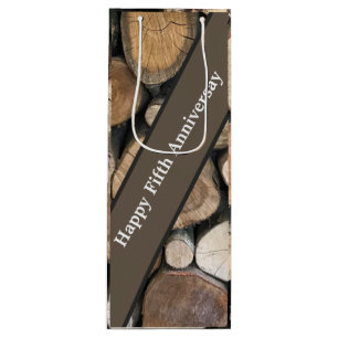 Fifth Wedding Anniversary Editable Wine Gift Bag