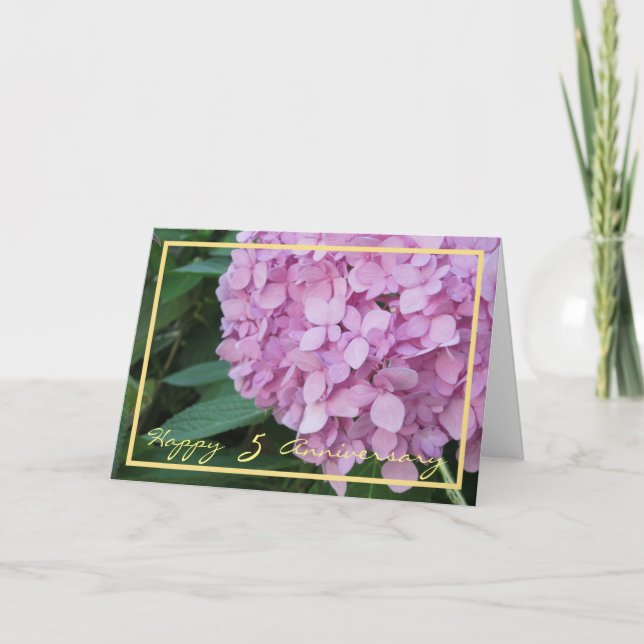 Fifth Wedding Anniversary Wishes Purple Hydrangea Card (Front)