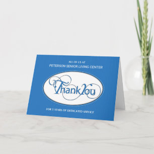 Fifth Year Employee Anniversary Business Thank You Card