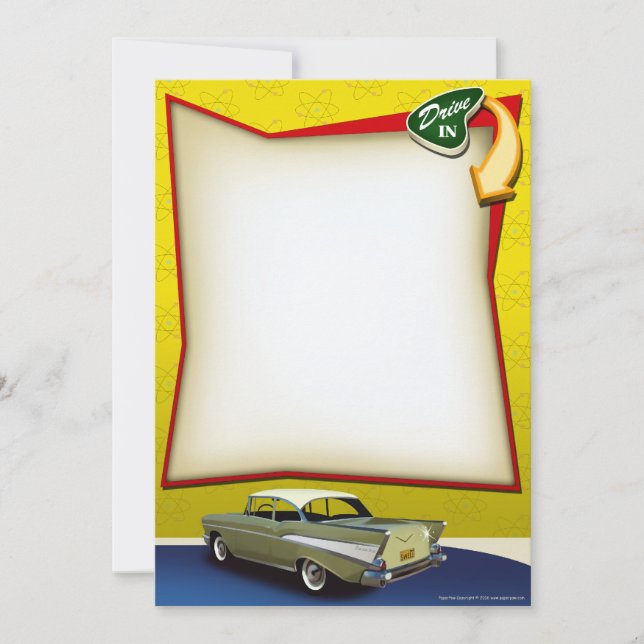 Fifties Hot Rod Drive In Party Invitations (Front)