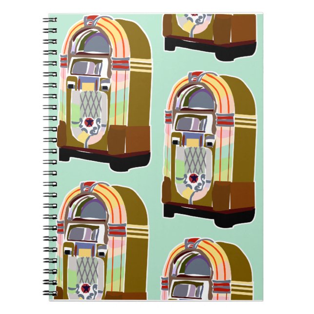 Fifties Jukeboxes Retro Minty Joy Art Pattern  Spiral Notebook (Front)