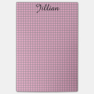 Fifties Pink and Grey Grid Post-it Notes