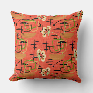Fifties Style Houseplants Atomic Patterns Cushion