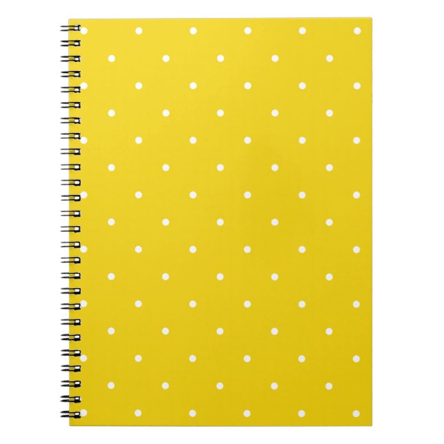 Fifties Style Lemon Yellow Polka Dot Notepad Spiral Notebook (Front)