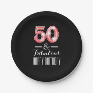 Fiftieth 50th birthday men paper plate