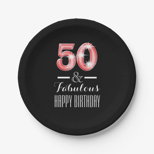 Fiftieth 50th birthday men paper plate (Front)