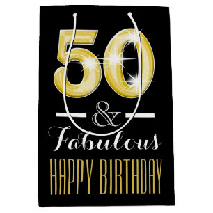 Fiftieth 50th birthday men women medium gift bag