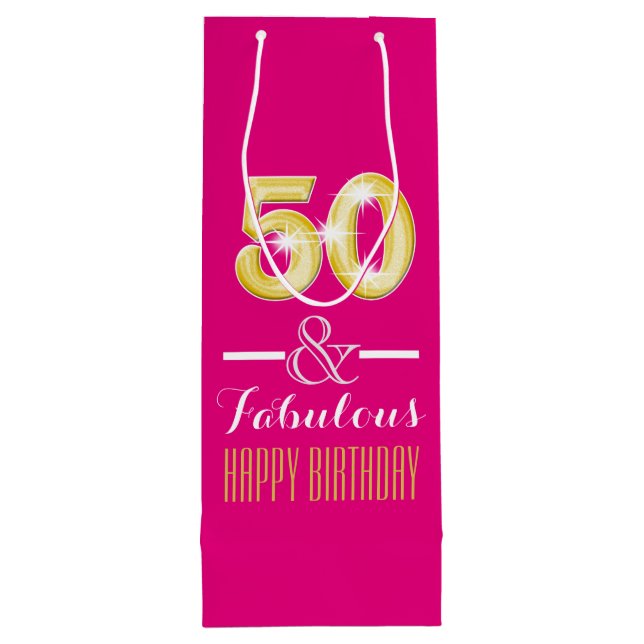 Fiftieth 50th birthday wine bottle gift bag (Back)